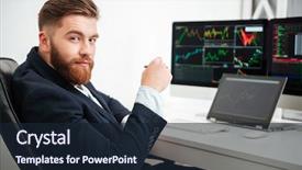  Presentation with portrait of a shy embarrassed - PPT theme featuring sales dasboard - portrait of confident young businessman background and a wine colored foreground