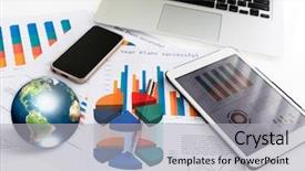  Presentation with nasa - Presentation design with sales data - financial charts on the table background and a light gray colored foreground