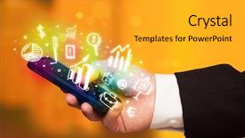  Presentation with finance - Theme enhanced with sales data - smartphone with finance and market background and a gold colored foreground