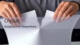  Presentation with paper - PPT layouts enhanced with sales division - breaking paper document background and a light gray colored foreground