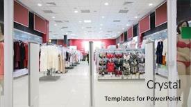  Presentation with large retail store - PPT theme with sales division - department of female underwear background and a light gray colored foreground