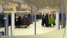  Presentation with clothing wooden clothes hanger object - Audience pleasing presentation consisting of sales division - entrance in clothes section backdrop and a coral colored foreground