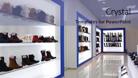  Presentation with interior - Presentation theme enhanced with sales division - interior of shoe shop background and a seafoam green colored foreground