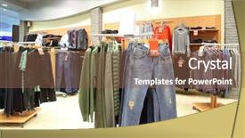  Presentation with clothes shop - Presentation theme having sales division - shop with clothes background and a  colored foreground