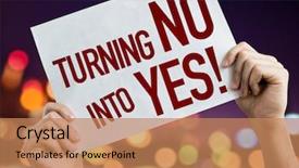  Presentation with yes - Slide deck having sales effectiveness - turning no into yes placard background and a coral colored foreground