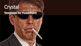  Presentation with attorney - Presentation design with sales ethics - shady attorney with sunglasses background and a wine colored foreground