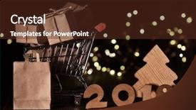  Presentation with boxes light - Presentation having sales figures - wooden fir tree gift boxes background and a tawny brown colored foreground