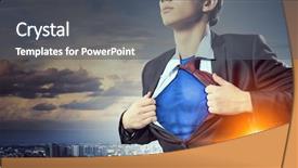  Presentation with force - Presentation design having sales force - he is super manager mixed background and a gray colored foreground