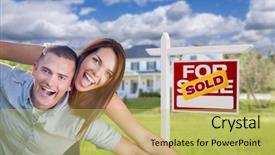  Presentation with real estate - Beautiful presentation theme featuring sales force - playful excited military couple backdrop and a yellow colored foreground