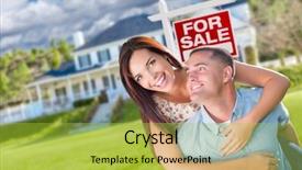 Presentation with real estate for sale - Slides having sales force - playful excited military couple background and a yellow colored foreground