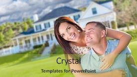  Presentation with military engineering - Slides having sales force - playful young military couple outside background and a yellow colored foreground