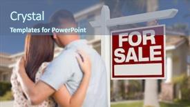  Presentation with real estate for sale - Slide set consisting of sales force - sale real estate sign background and a ocean colored foreground