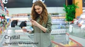  Presentation with product - Amazing slide set having sales forse - cheerful brunette woman photographing product backdrop and a light gray colored foreground