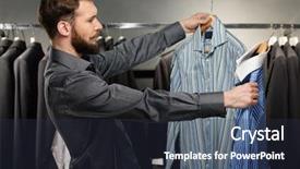  Presentation with beard - Presentation design featuring sales forse - handsome man with beard choosing background and a tawny brown colored foreground