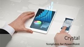  Presentation with internet - Cool new theme with sales graph - business internet and technology concept backdrop and a light gray colored foreground