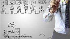  Presentation with marker - Colorful theme enhanced with sales graph - businessman with marker writing something backdrop and a light gray colored foreground