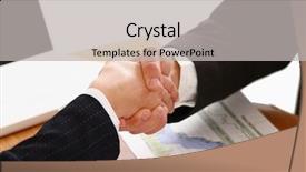  Presentation with handshake - Cool new presentation theme with sales graph - handshake of business partners backdrop and a light gray colored foreground