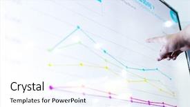  Presentation with touch screen - Presentation theme featuring sales graph - modern business data touch screen background and a sky blue colored foreground