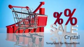 Presentation with sales growth - Slides with sales growth chart shopping cart background and a  colored foreground