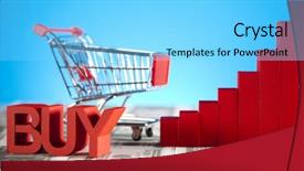  Presentation with sales growth - Presentation design consisting of sales growth chart shopping cart background and a  colored foreground
