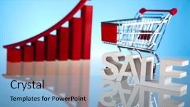  Presentation with sales growth - Amazing PPT theme having sales growth chart shopping cart backdrop and a  colored foreground