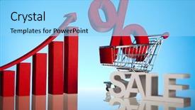  Presentation with sales growth - PPT theme enhanced with sales growth chart shopping cart background and a  colored foreground
