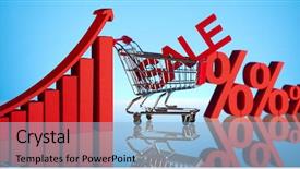  Presentation with sales growth - Audience pleasing slide deck consisting of sales growth chart shopping cart backdrop and a  colored foreground