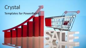  Presentation with sales growth - Beautiful theme featuring sales growth chart shopping cart backdrop and a  colored foreground