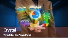  Presentation with sales growth - PPT theme having sales growth percentage - hand holding diagrams and resultus background and a tawny brown colored foreground