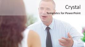  Presentation with consult - Audience pleasing theme consisting of sales interview - business consultant sits at his backdrop and a white colored foreground