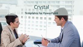  Presentation with negotiating - Presentation theme enhanced with sales interview - business team negotiating background and a sky blue colored foreground