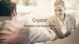  Presentation with sales - Cool new presentation theme with sales interview - manager interviewing a male applicant backdrop and a lemonade colored foreground