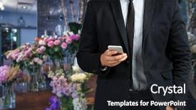  Presentation with wholesale - Amazing slide deck having sales inventory - man using smartphone on flower backdrop and a  colored foreground