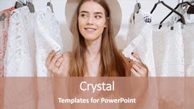  Presentation with hat - PPT theme having sales inventory - smiling beautiful young woman background and a coral colored foreground