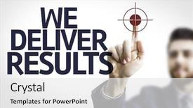  Presentation with business coaching - Slide deck consisting of sales manager coaching - business man pointing to transparent background and a white colored foreground