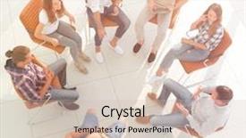  Presentation with team building - Audience pleasing slides consisting of sales manager coaching - business team sitting backdrop and a soft green colored foreground