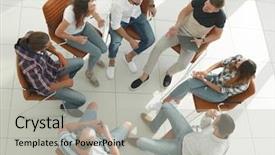  Presentation with team building - Beautiful PPT layouts featuring sales manager coaching - business team sitting backdrop and a  colored foreground