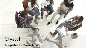  Presentation with building team - Cool new PPT layouts with sales manager coaching - business team sitting backdrop and a  colored foreground