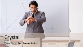  Presentation with whiteboard - Beautiful slide set featuring sales manager coaching - young handsome businessman in front backdrop and a  colored foreground