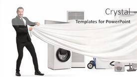  Presentation with electrical - Slide deck enhanced with sales-manager-holding-a-white background and a white colored foreground