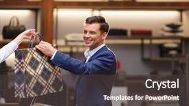  Presentation with reservation counter - Presentation design consisting of sales managment - businessman with bag background and a dark gray colored foreground