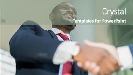  Presentation with managers - PPT theme featuring sales managment - handshake between managers background and a  colored foreground