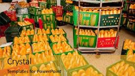  Presentation with wood board - Slides featuring sales manufacturing - fresh bread food background and a gold colored foreground