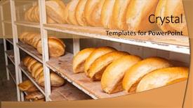  Presentation with wood board - PPT theme having sales manufacturing - fresh bread food background and a yellow colored foreground