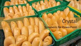  Presentation with wood board - Theme featuring sales manufacturing - fresh bread food background and a yellow colored foreground
