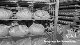  Presentation with wood board - Cool new PPT theme with sales manufacturing - fresh bread food backdrop and a gray colored foreground