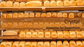  Presentation with wood board - PPT layouts consisting of sales manufacturing - fresh bread food background and a gold colored foreground