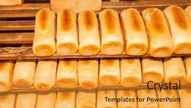  Presentation with wood board - Colorful PPT layouts enhanced with sales manufacturing - fresh bread food backdrop and a gold colored foreground