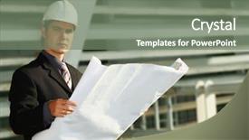  Presentation with business building blocks - Colorful presentation design enhanced with sales meeting industrial - business background builder standing backdrop and a  colored foreground