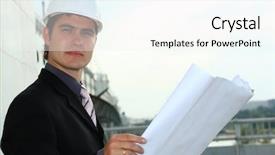  Presentation with business building blocks - PPT theme having sales meeting industrial - business background builder standing background and a  colored foreground